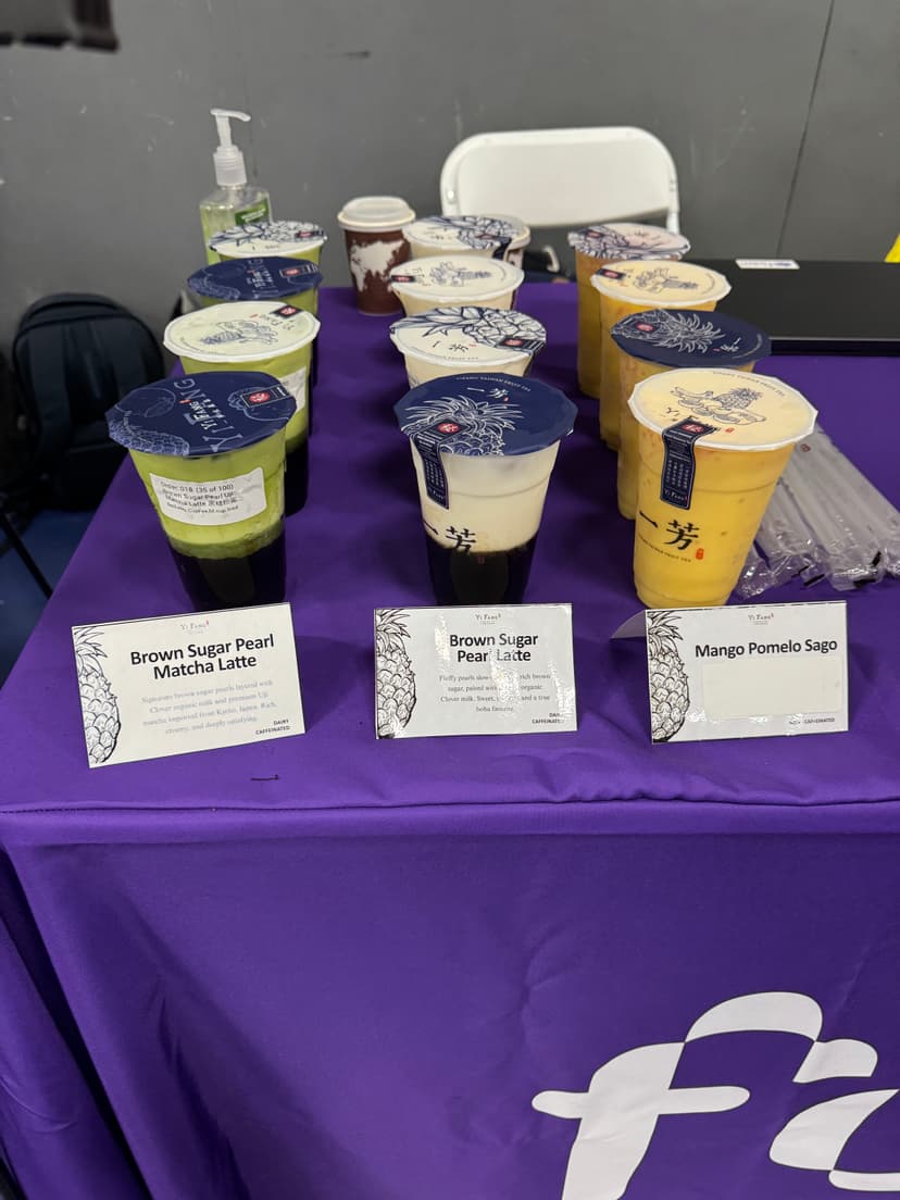 Boba tea selection at Foam career fair booth